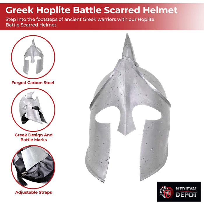 Aegis of Athena Greek Hoplite Battle-Scarred Helmet