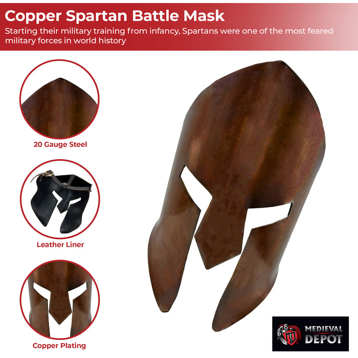 Ancient Greek Copper Spartan Battle Mask