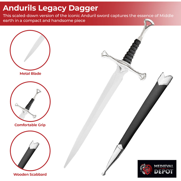 Andurils Legacy Lord of the Rings Replica Dagger