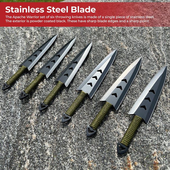 Apache Warrior Arrowhead Six Throwing Knife Set