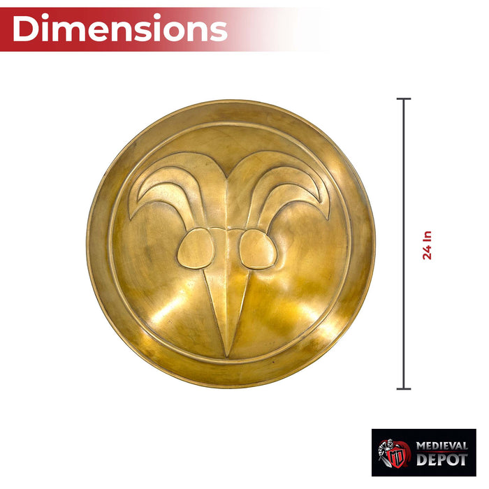 Antiqued Greek Cimmerian Barbarian Ram's Head Battle Shield