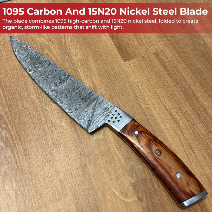 Artisan Forged Handcrafted Damascus Chef Knife with Chestnut Handle