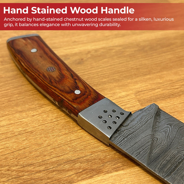 Artisan Forged Handcrafted Damascus Chef Knife with Chestnut Handle
