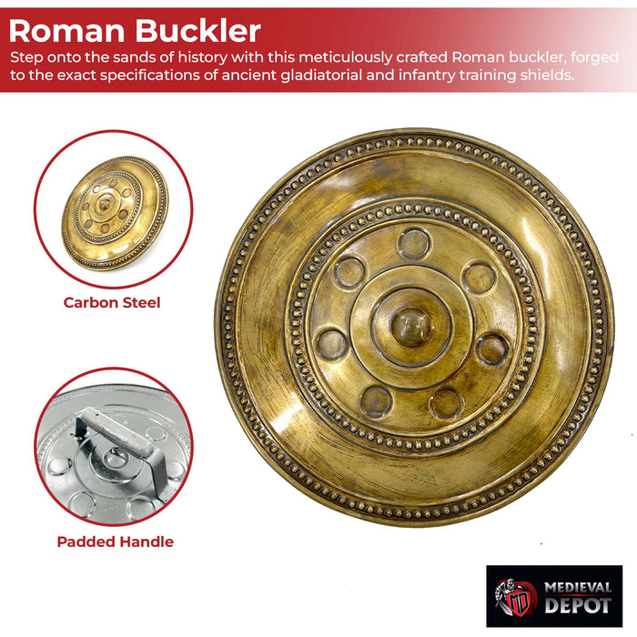 Authentic Roman Buckler Arena Shield for Gladiators & Legionaries