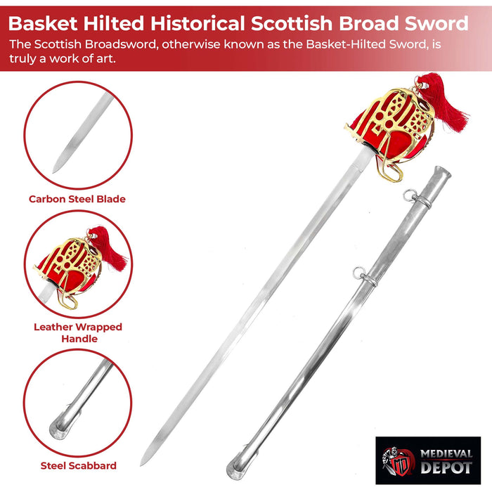Basket Hilted Historical Replica Scottish Broad Sword
