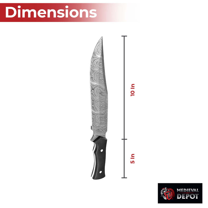 Blood & Ink Damascus Steel Outdoor Bowie Hunting Knife