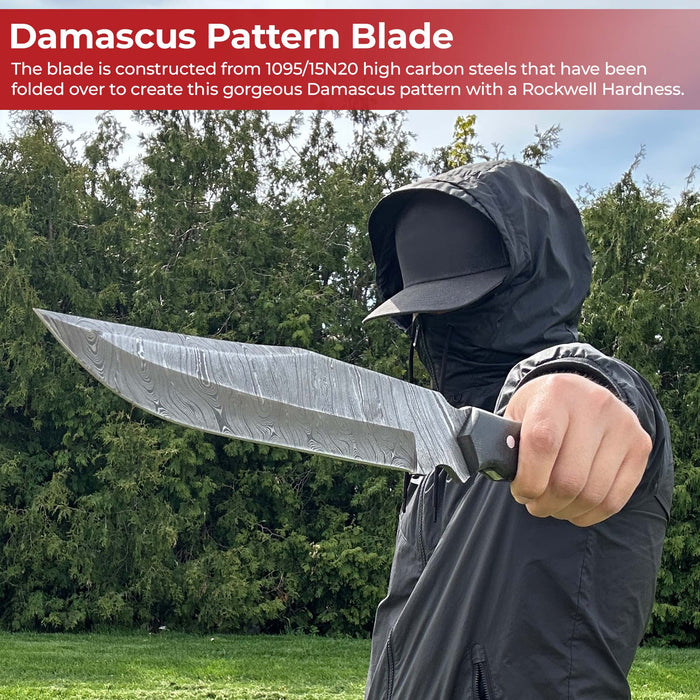 Blood & Ink Damascus Steel Outdoor Bowie Hunting Knife