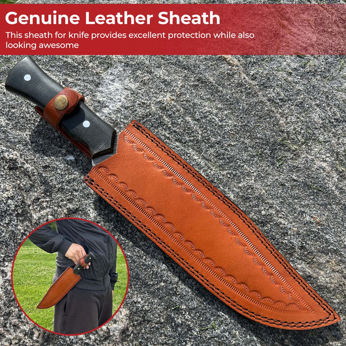 Blood & Ink Damascus Steel Outdoor Bowie Hunting Knife