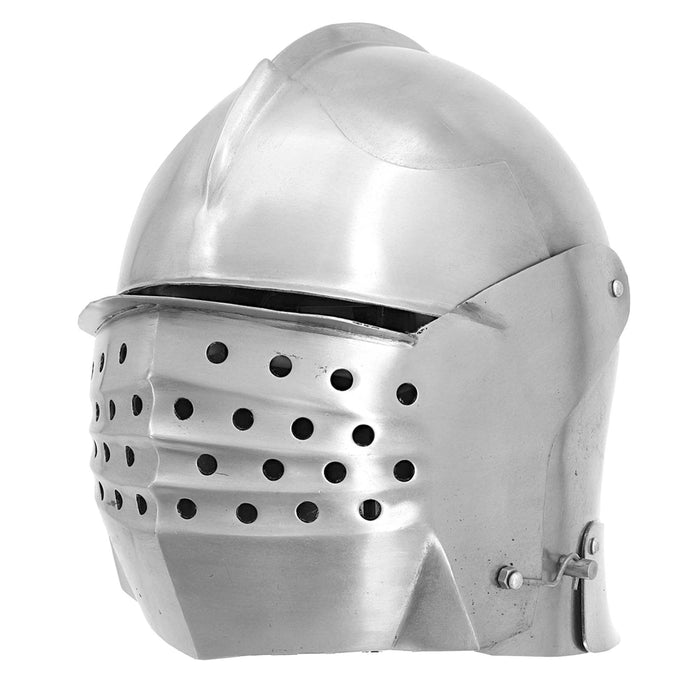 Bellows Face Sallet Battle Helmet with Visor & Leather Liner