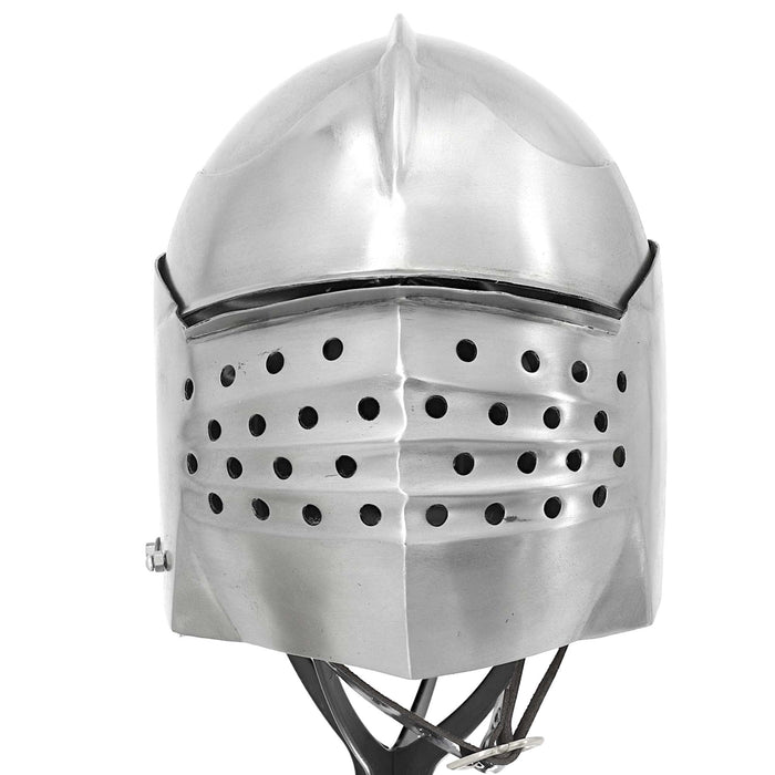 Bellows Face Sallet Battle Helmet with Visor & Leather Liner