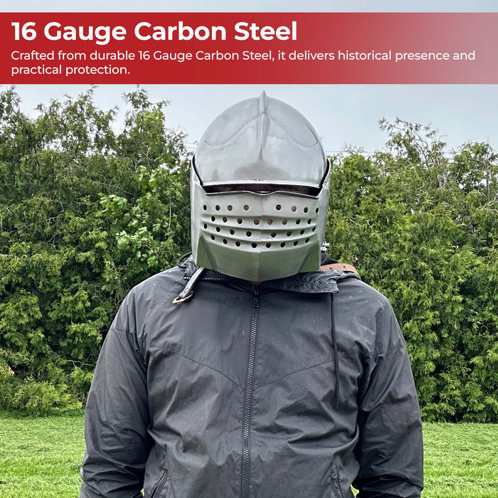 Bellows Face Sallet Battle Helmet with Visor & Leather Liner