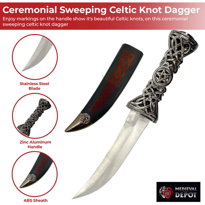Ceremonial Sweeping Celtic Knot Dagger