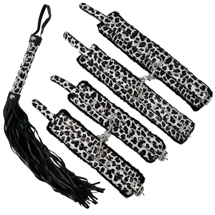 Cheetah Print Full Bondage Restraint Set