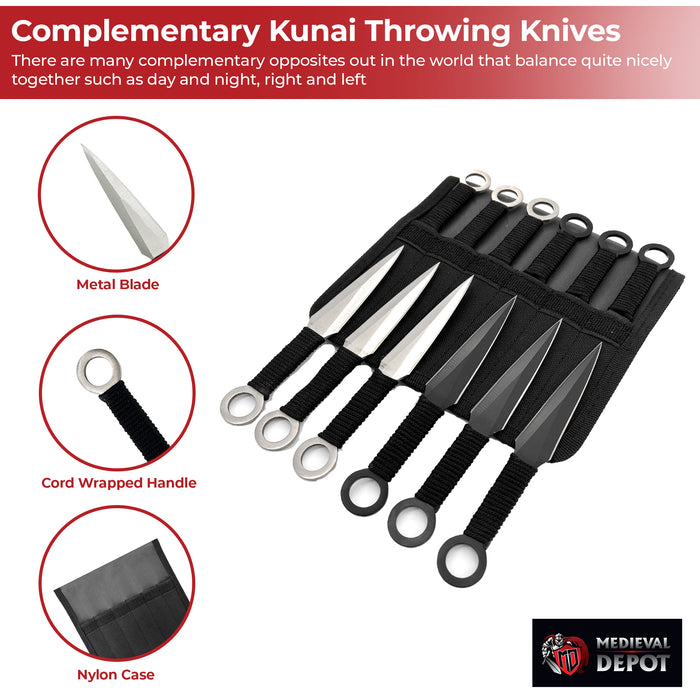 Complementary Opposites Kunai Throwing Knife Set