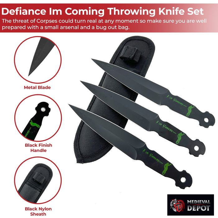 Corpse Defiance Im Coming Throwing Knife Set