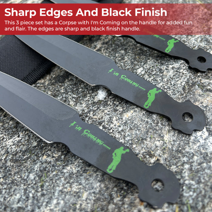 Corpse Defiance Im Coming Throwing Knife Set