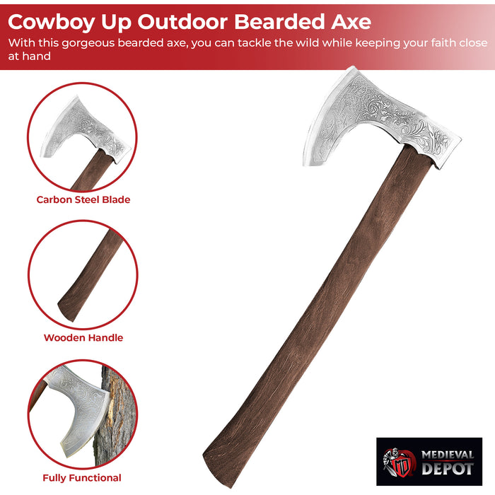 Cowboy Up Carbon Steel Outdoor Bearded Axe