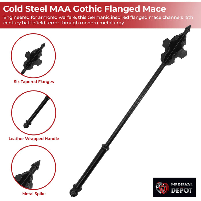 Cold Steel MAA Gothic Flanged Mace - 1055 Carbon Steel Plate-Armor Crusher