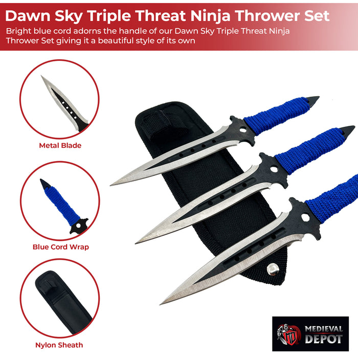 Dawn Sky Triple Threat Ninja Throwing Knife Set