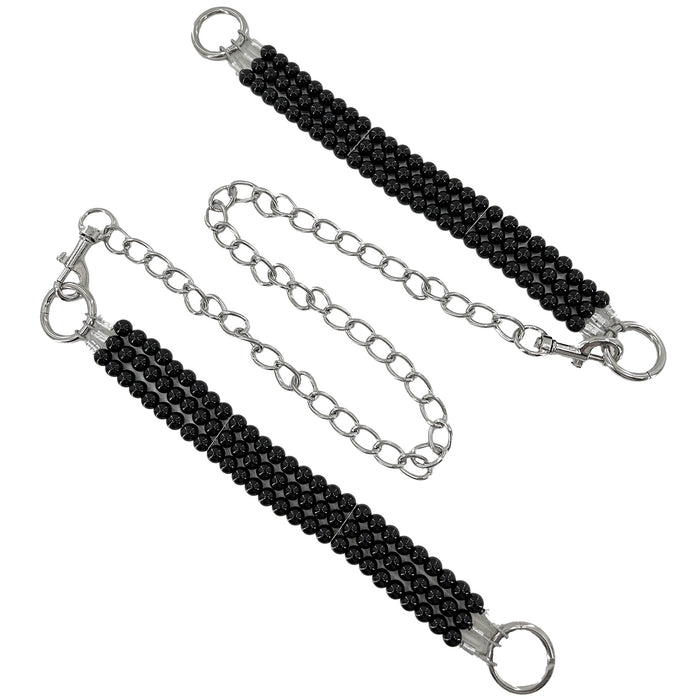 Deep Black Beaded Wrist Bondage Restraints