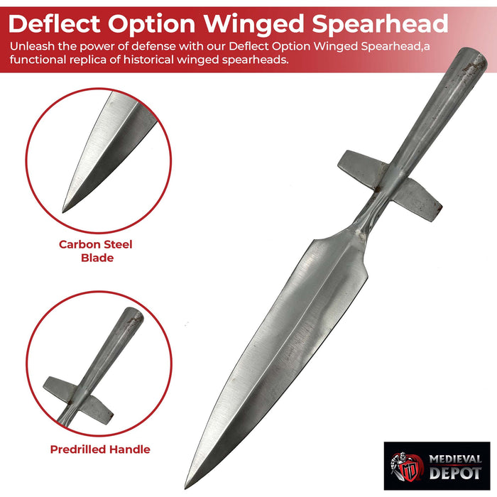 Deflect Option Medieval Hand Forged Winged Spearhead