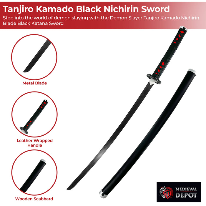 Tanjiro Kamado Demon Slayer Black Blade Nichirin Katana Sword