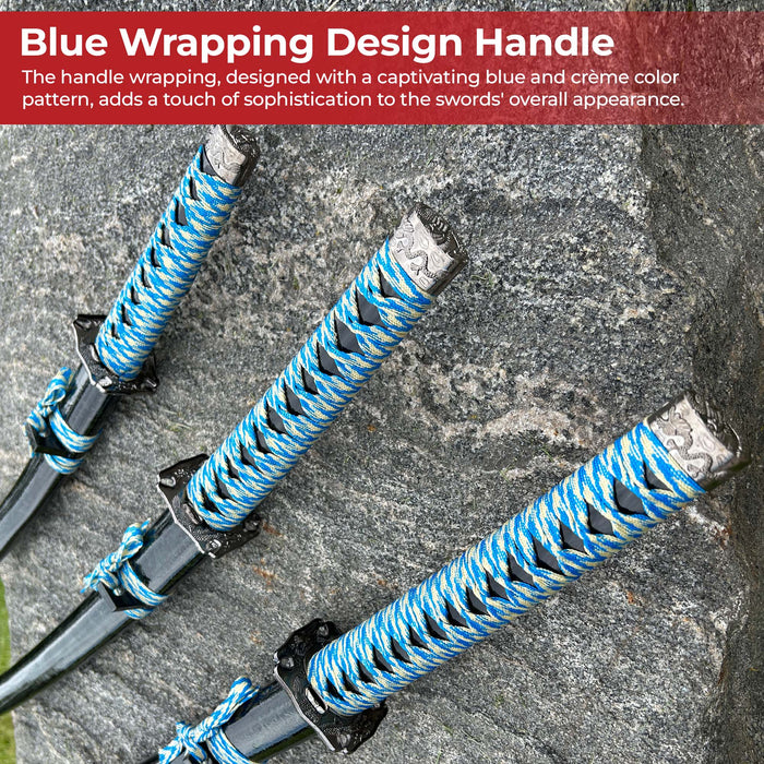 Dragon Edge Three Sword Katana Sword Set With Stand