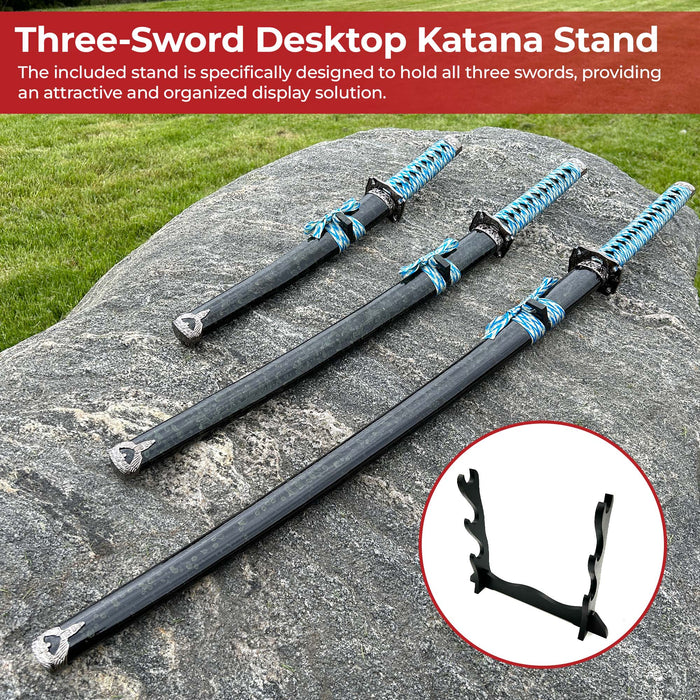 Dragon Edge Three Sword Katana Sword Set With Stand