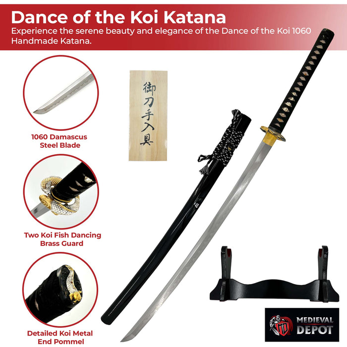 Dance of the Koi 1060 Damascus Steel Handmade Katana