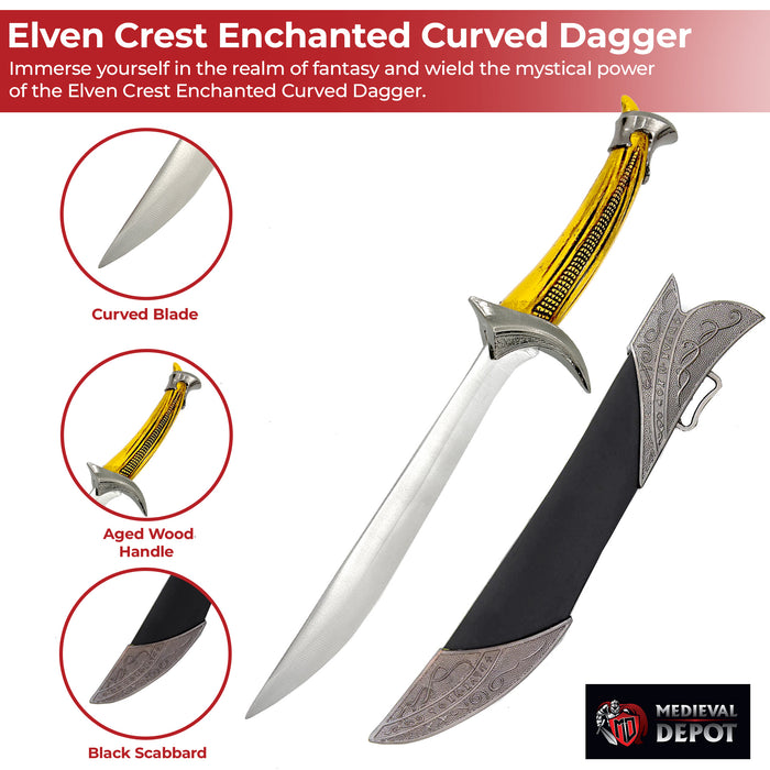 Elven Crest Enchanted Curved Dagger