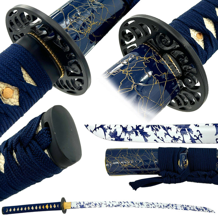 Frost Bloom Porcelain Blue Hand Forged Katana