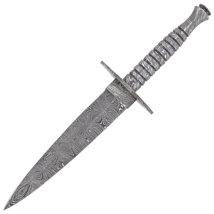 Full Damascus Steel Commando Knife with Leather Sheath