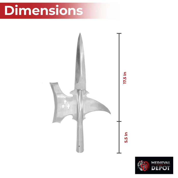Functional Templar Knight Triple Edge Medieval Halberd Spearhead