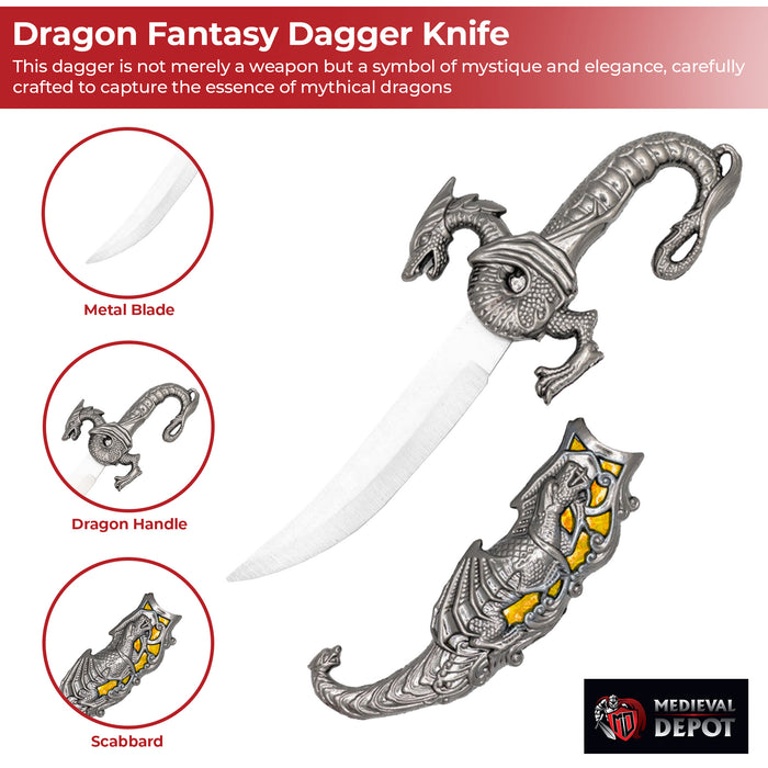 Golden Dragon Fantasy Dagger Knife