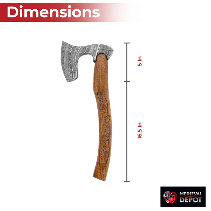 Guiscard Hand Forged Bearded Damascus Outdoor Steel Axe