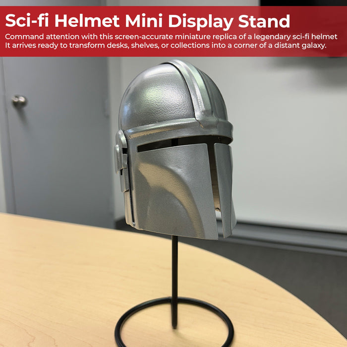 Miniature Galactic Bounty Hunter Helmet Display with Stand