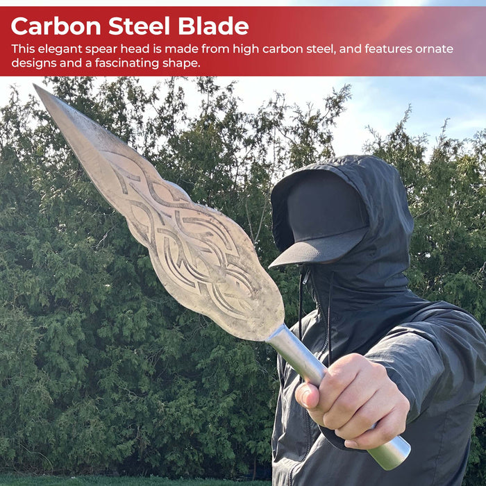 Haleth Large Ornate High Carbon Steel Sharpened Point Spear Head