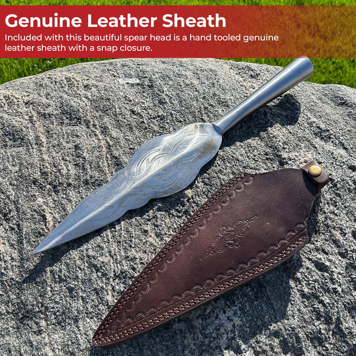 Haleth Large Ornate High Carbon Steel Sharpened Point Spear Head