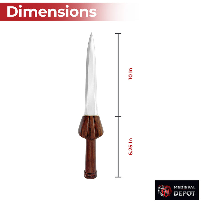 Hand Forged Medieval Style Bullock Dagger with Leather Sheath