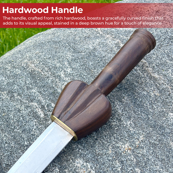 Hand Forged Medieval Style Bullock Dagger with Leather Sheath