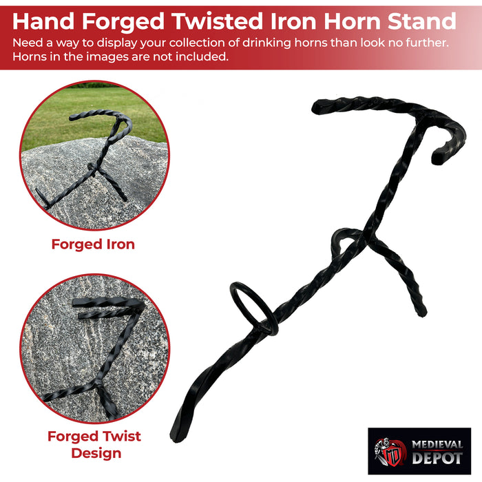 Hand Forged Twisted Iron Horn Stand