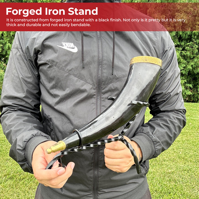 Hand Forged Twisted Iron Horn Stand
