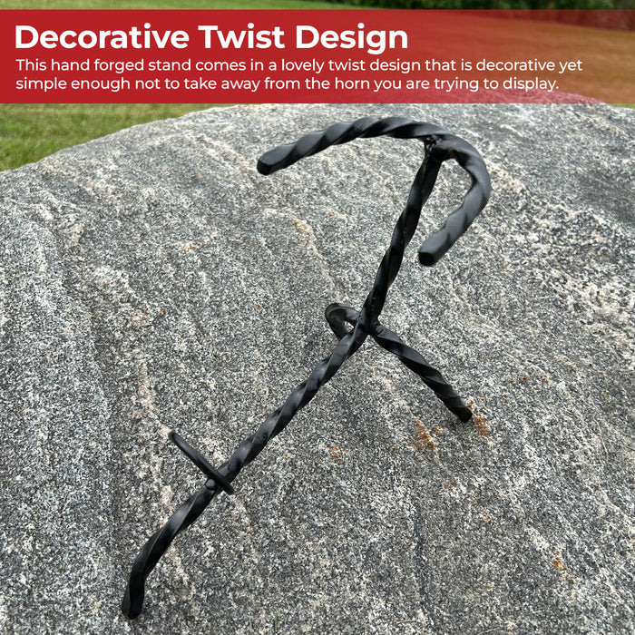 Hand Forged Twisted Iron Horn Stand