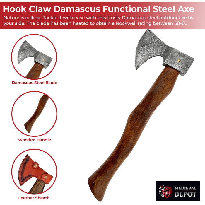 Hook Claw Damascus Steel Functional Outdoor Axe