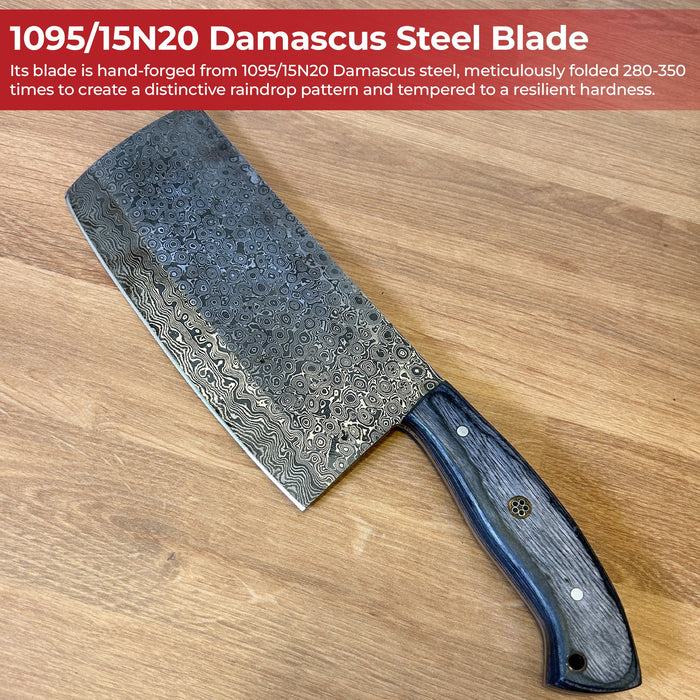 Hannibal Raindrop Damascus Steel Cleaver