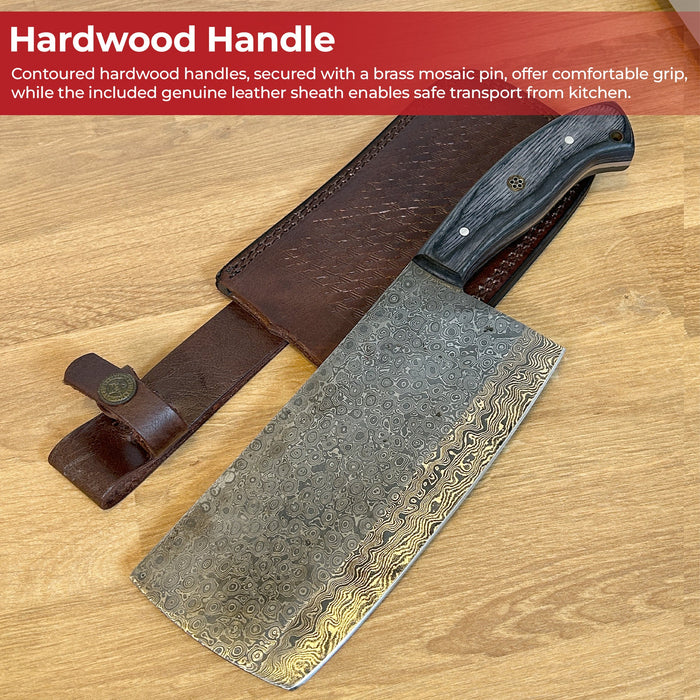 Hannibal Raindrop Damascus Steel Cleaver