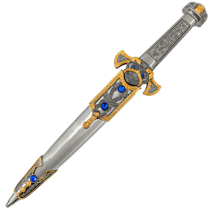 Imperial Elegance Ornate Roman Dagger with Blue Gem Accents