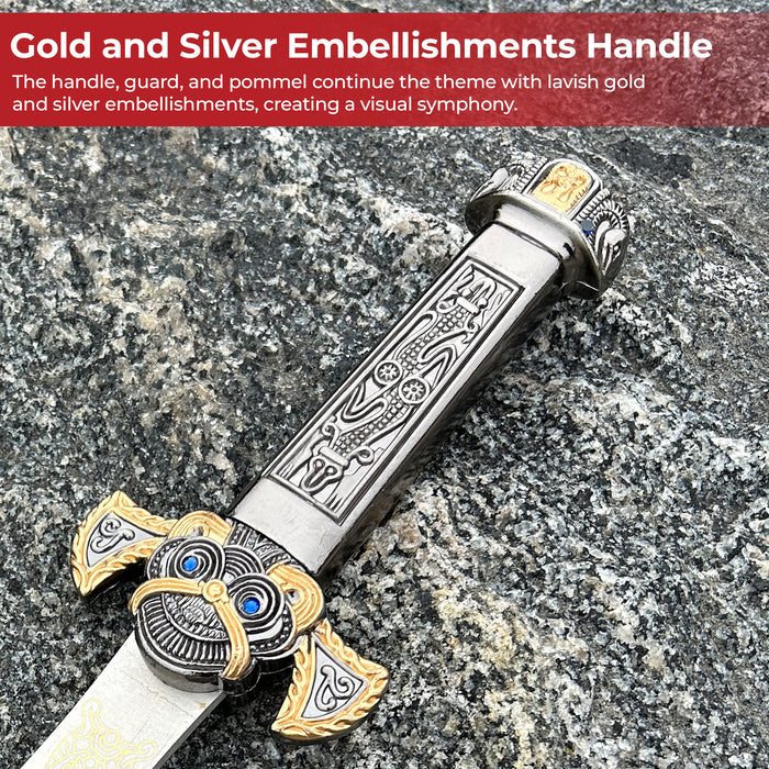Imperial Elegance Ornate Roman Dagger with Blue Gem Accents