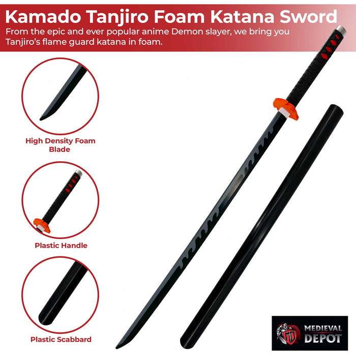 Tanjiro Kamado Flame Guard Demon Slayer Foam Katana Sword With Scabbard