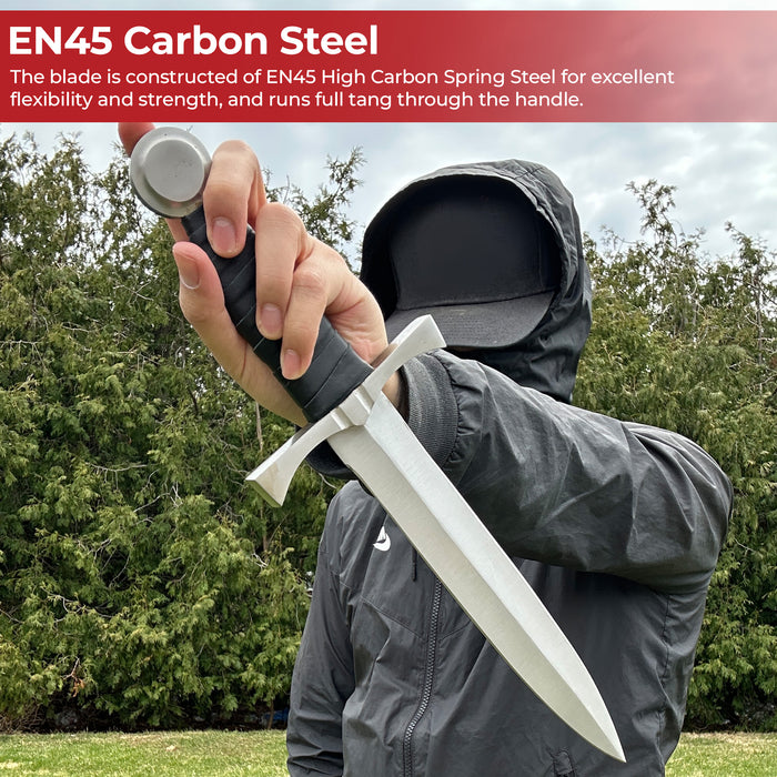 King of the Archers Full Tang Arming Dagger with Black Leather Handle